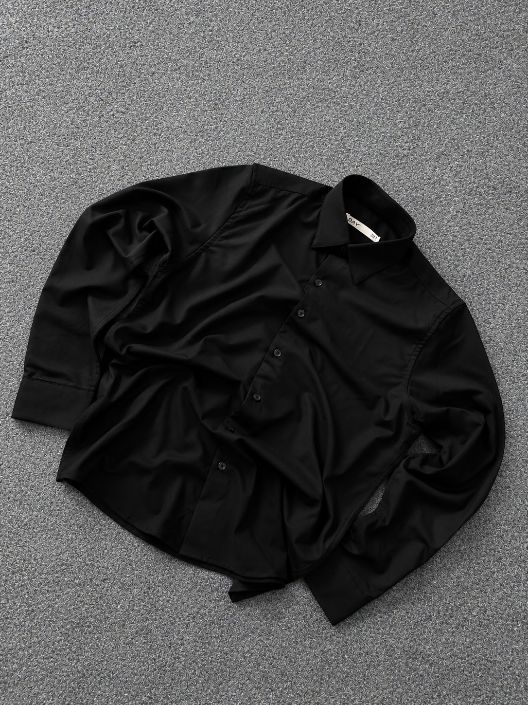 Premium Wrinkle-Free Stretch Cotton Shirt – Black - Image 2