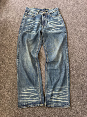 Wide Leg Faded Denim Jeans – Blue