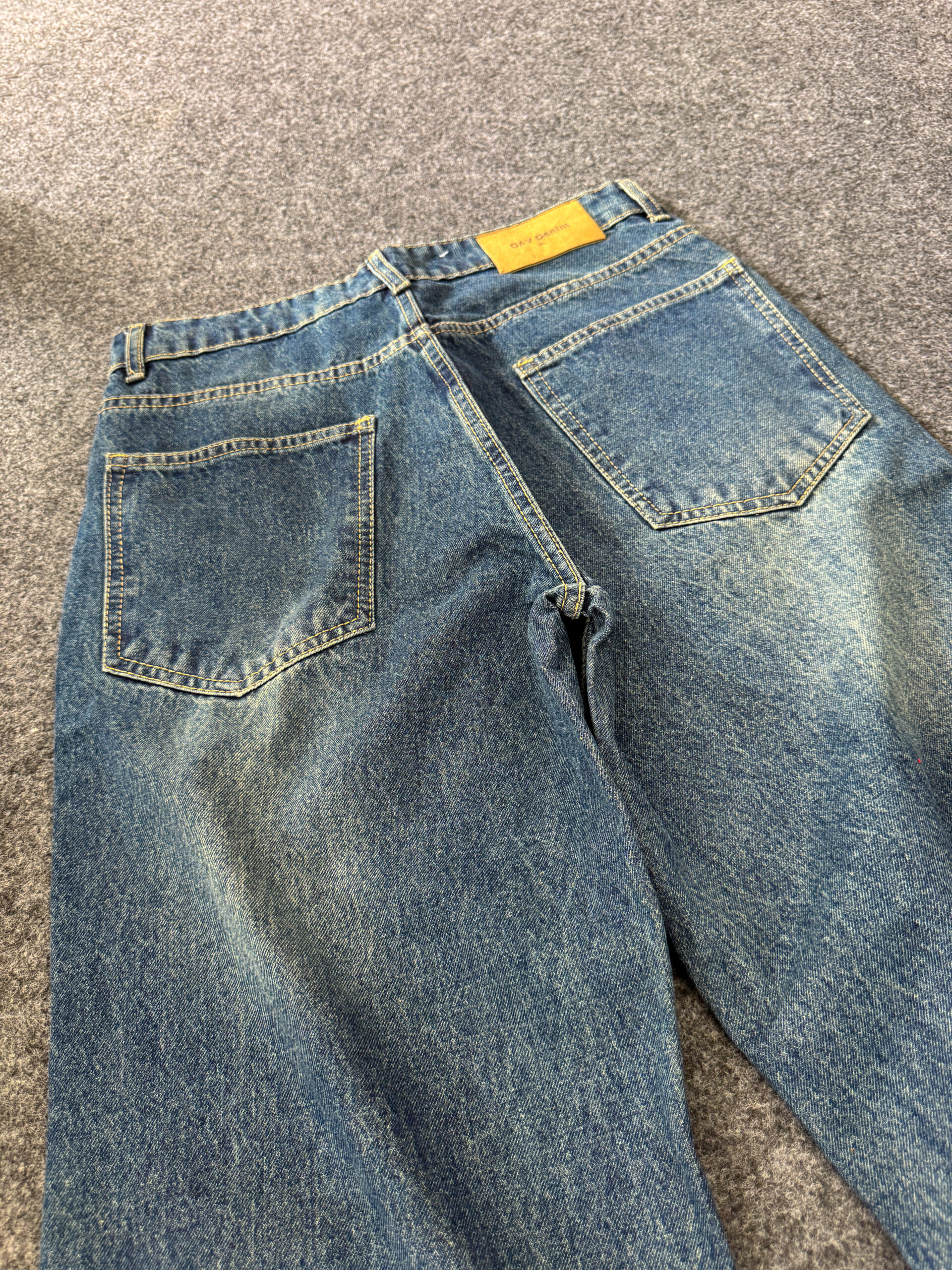 Wide Leg Faded Denim Jeans – Blue - Image 4