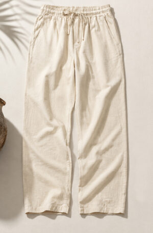 VAULT Élan Relaxed 100% Linen Trousers – Beige | Premium Linen Pants