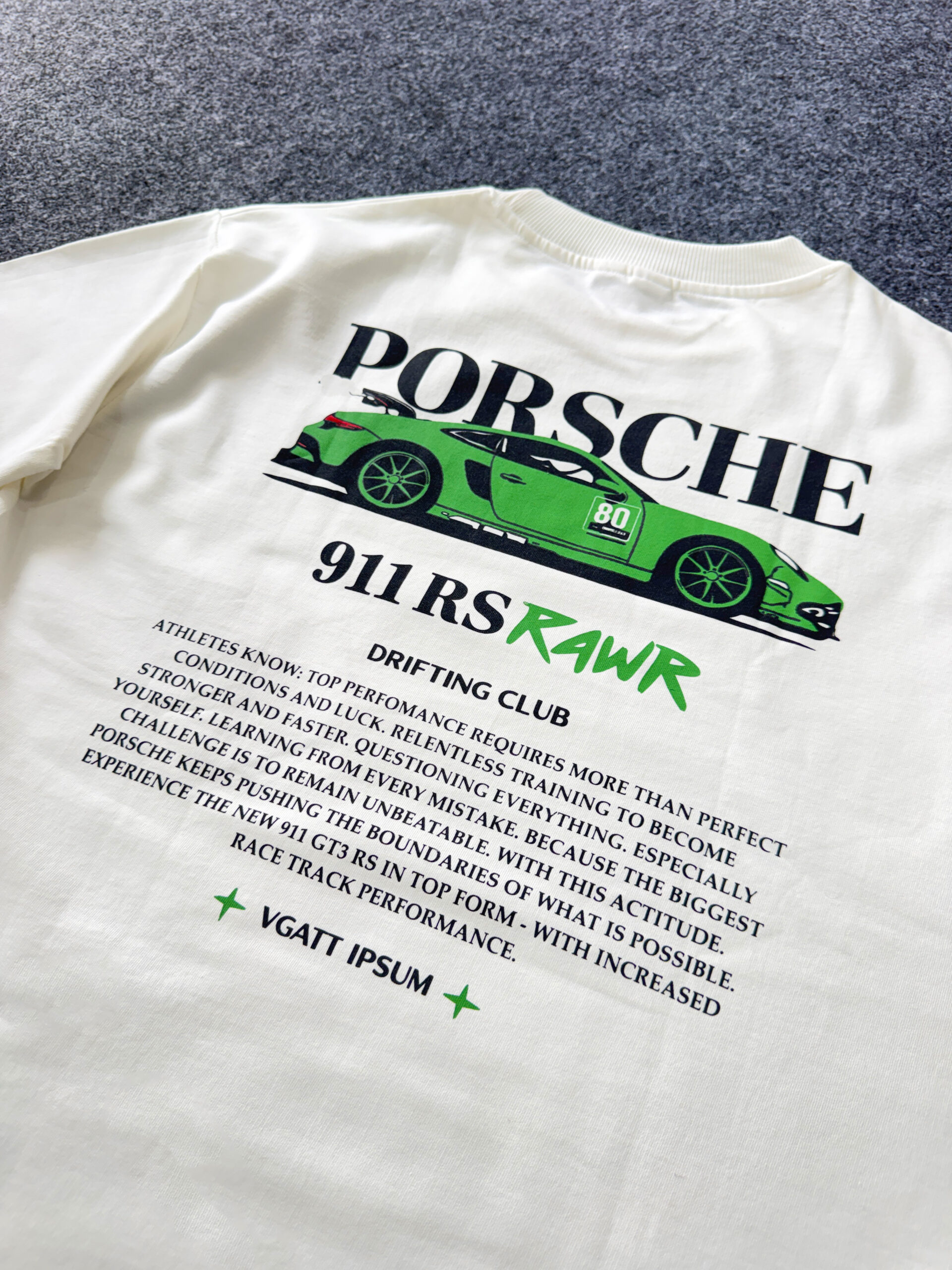 Porsche Graphic printed Oversized Tee – White - Image 4