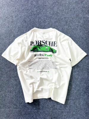 Porsche Graphic printed Oversized Tee – White
