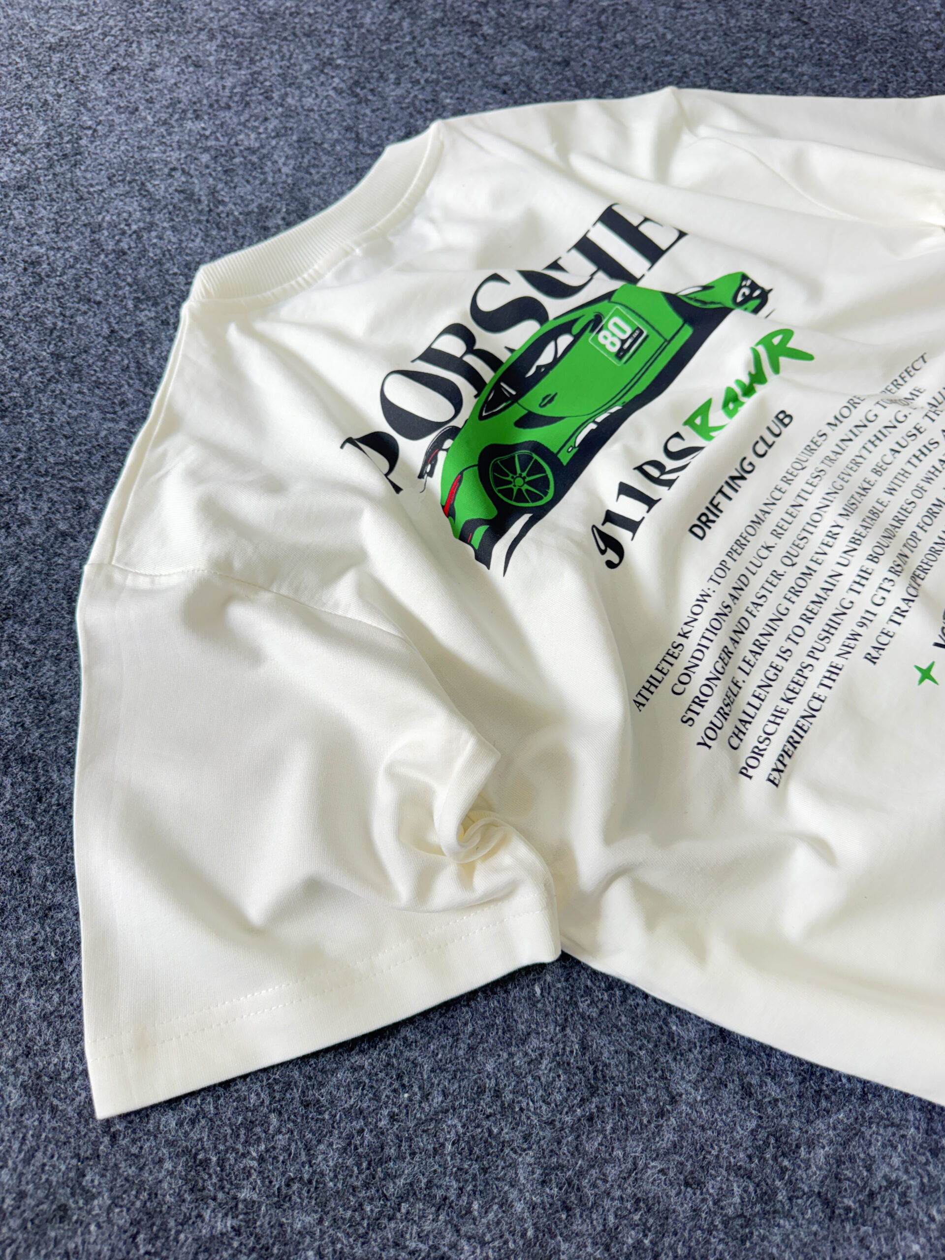 Porsche Graphic printed Oversized Tee – White - Image 6