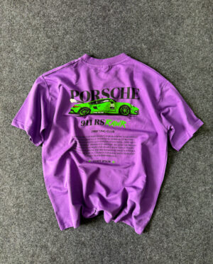 Porsche Graphic printed Oversized Tee – Purple