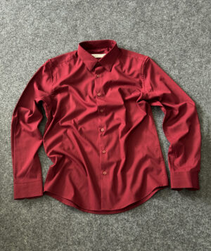Premium Wrinkle-Free Stretch Cotton Shirt – Maroon,