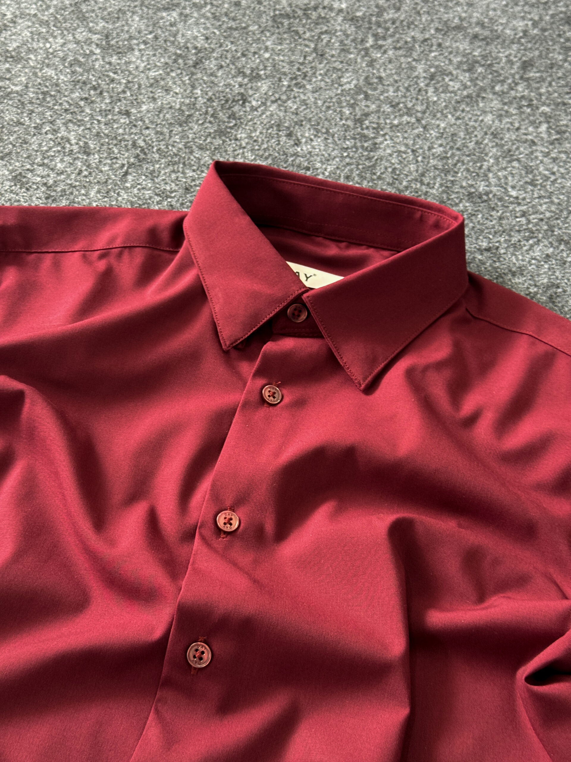 Premium Wrinkle-Free Stretch Cotton Shirt – Maroon, - Image 3