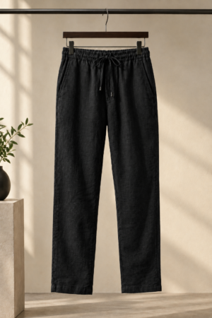 Relaxed fit Cotton Linen Pants - Black