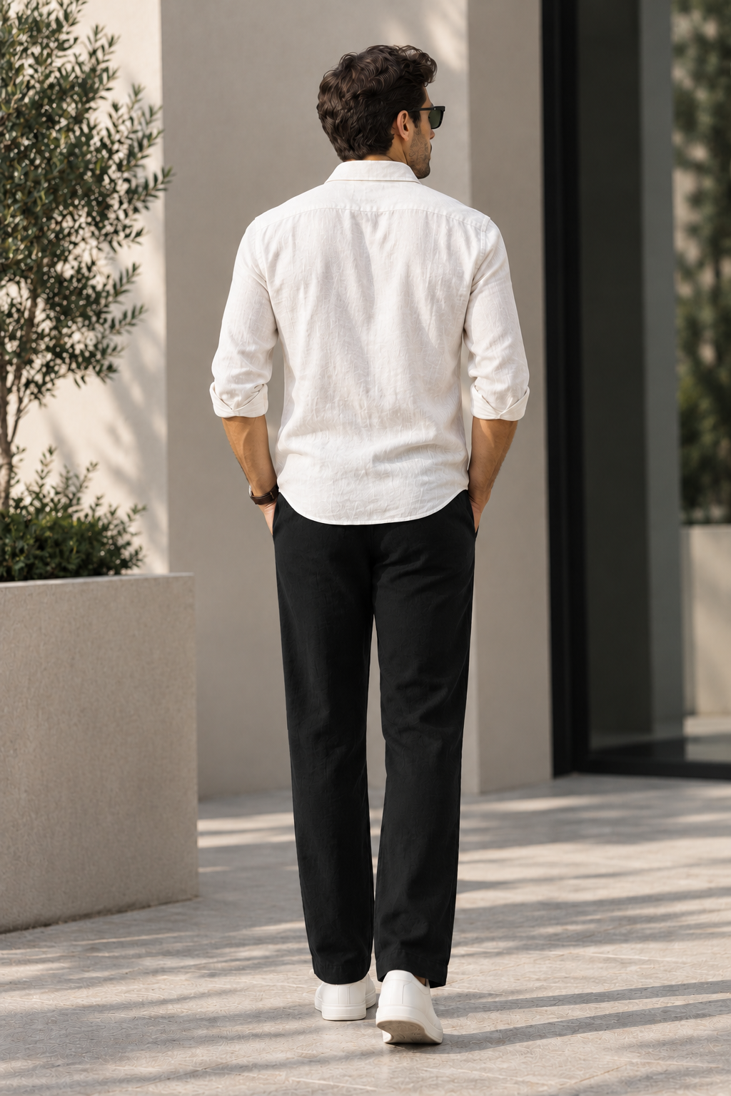 Relaxed fit Cotton Linen Pants - Black - Image 3