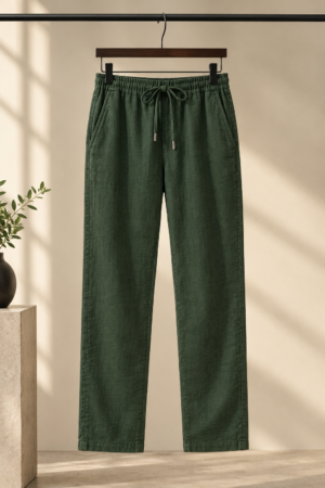 Relaxed fit Cotton Linen Pants - Green
