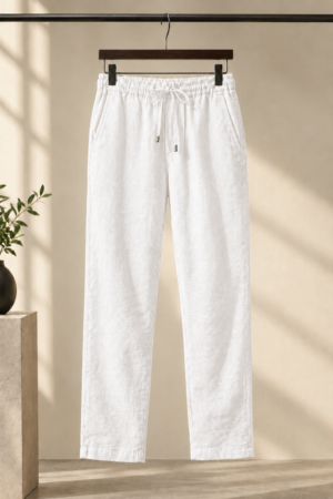 Relaxed fit Cotton Linen Pants - White
