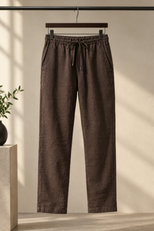 Relaxed Fit cotton Linen Pants - Brown